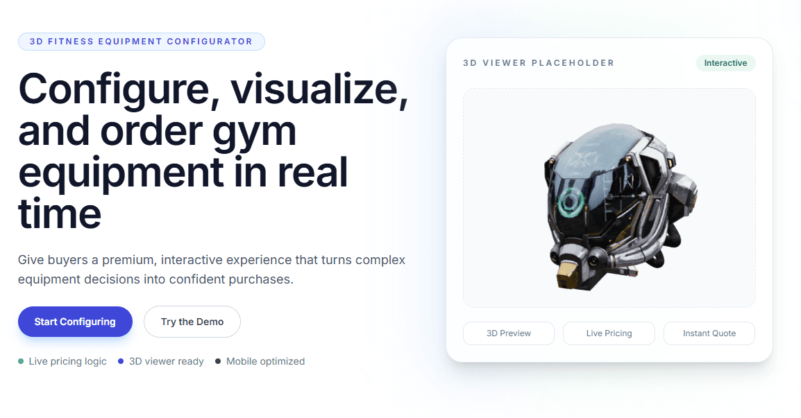 3D Fitness Equipment Configurator