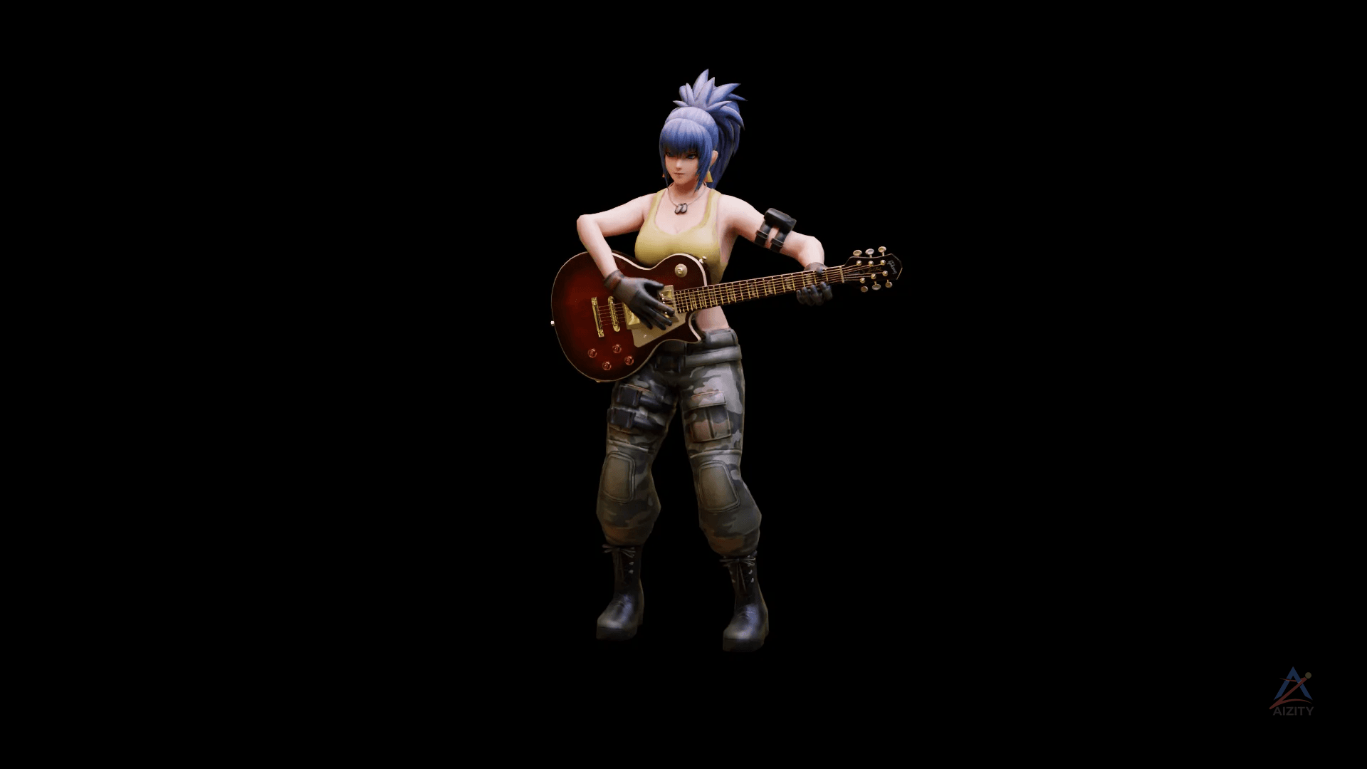 Guitar Lady – Animated & Rigged Character For Blender 5.1